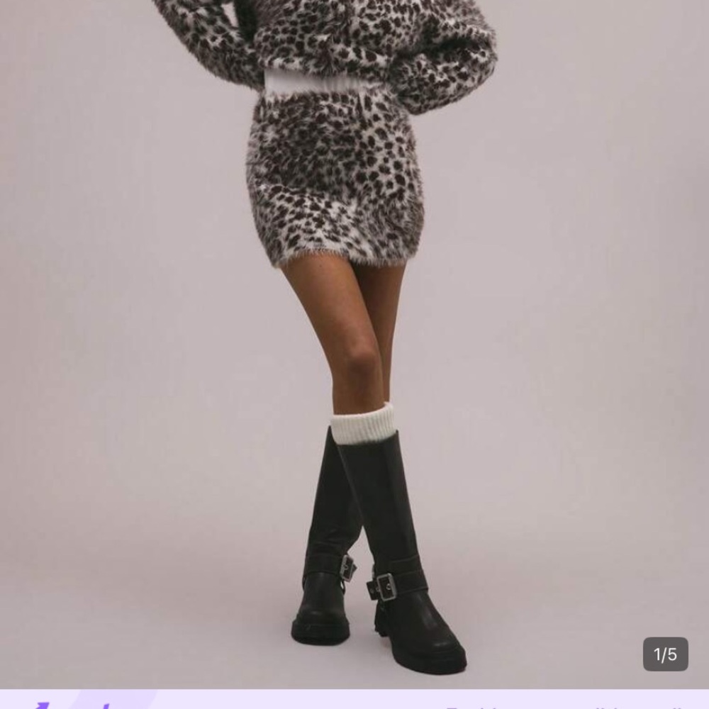 Leopard Print Mini Skirt Fuzzy